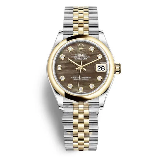 JMS always Original Rolex Datejust 31 Black Mother of Pearl Diamond Dial Ladies Steel and 18kt Yellow Gold Jubilee Watch 278243BKMDJ Necklaces