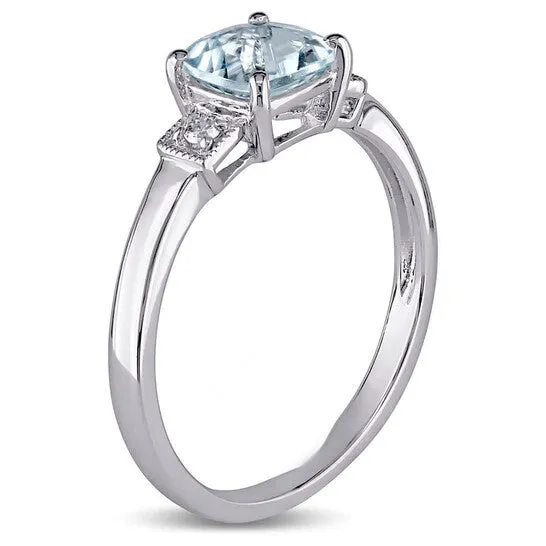 JMS always Rings Original Amour Silver 004 CT Diamond TW And 45 CT TGW Aquamarine Fashion Ring JMS always Rings Original Amour Silver 004 CT Diamond TW And 45 CT TGW Aquamarine Fashion Ring