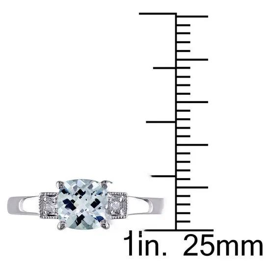 JMS always Rings Original Amour Silver 004 CT Diamond TW And 45 CT TGW Aquamarine Fashion Ring JMS always Rings Original Amour Silver 004 CT Diamond TW And 45 CT TGW Aquamarine Fashion Ring