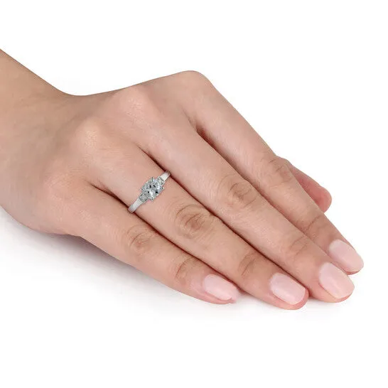 JMS always Rings Original Amour Silver 004 CT Diamond TW And 45 CT TGW Aquamarine Fashion Ring JMS always Rings Original Amour Silver 004 CT Diamond TW And 45 CT TGW Aquamarine Fashion Ring