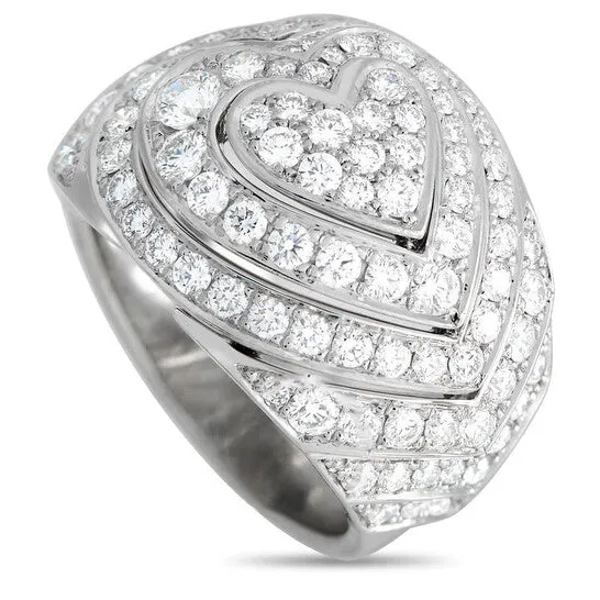 JMS always Rings Original PreOwned Cartier 18K White Gold 20ct Diamond Heart Domed Cocktail Ring JMS always Rings Original PreOwned Cartier 18K White Gold 20ct Diamond Heart Domed Cocktail Ring