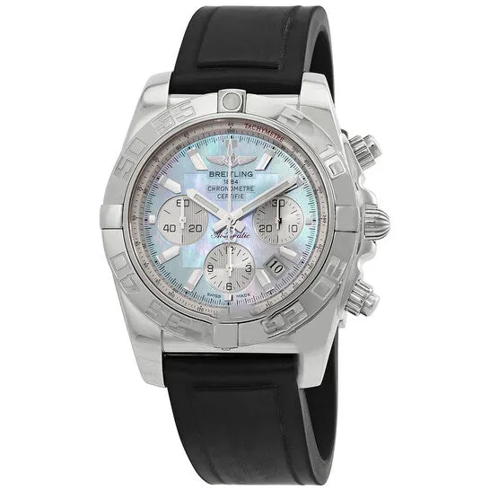 JMS always Watches Original Breitling Chronomat 44 Mother Of Pearl Dial Black Rubber Mens Watch AB011012G685BKPT3
