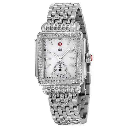 JMS always Watches Original Michele Deco White Pearl Diamond Bezel Ladies Watch MWW06V000041 JMS always Watches Original Michele Deco White Pearl Diamond Bezel Ladies Watch MWW06V000041