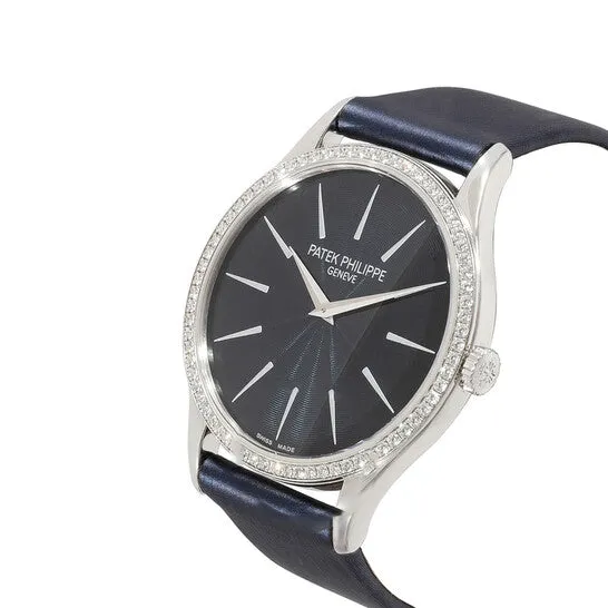 JMS always Watches Original Preowned Patek Philippe Calatrava Diamond Blue Dial Ladies Watch 4897G001 JMS always Watches Original Preowned Patek Philippe Calatrava Diamond Blue Dial Ladies Watch 4897G001