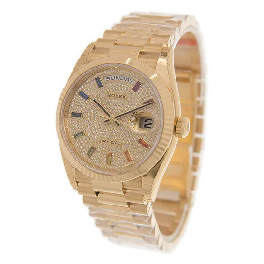 JMS always Watches Original Rolex DayDate 36 Rainbow Baguette Dial 18kt Yellow Gold President Watch 128238DSP JMS always Watches Original Rolex DayDate 36 Rainbow Baguette Dial 18kt Yellow Gold President Watch 128238DSP