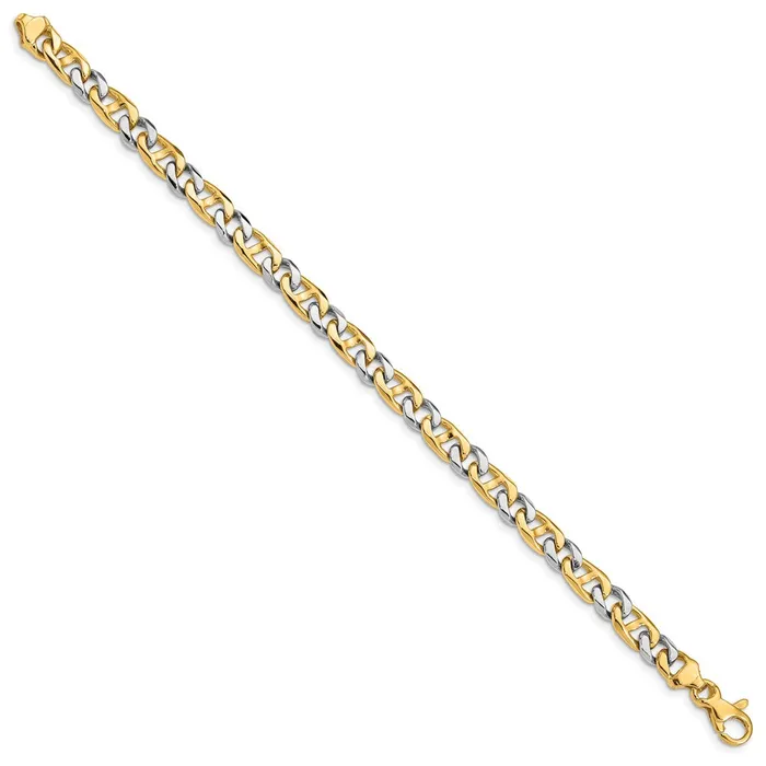 MDS Bracelets Solid 14K Twotone Gold 7 inch 56mm Hand Polished Fancy Link with Fancy Lobster Clasp Bracelet MDS Bracelets Solid 14K Twotone Gold 7 inch 56mm Hand Polished Fancy Link with Fancy Lobster Clasp Bracelet
