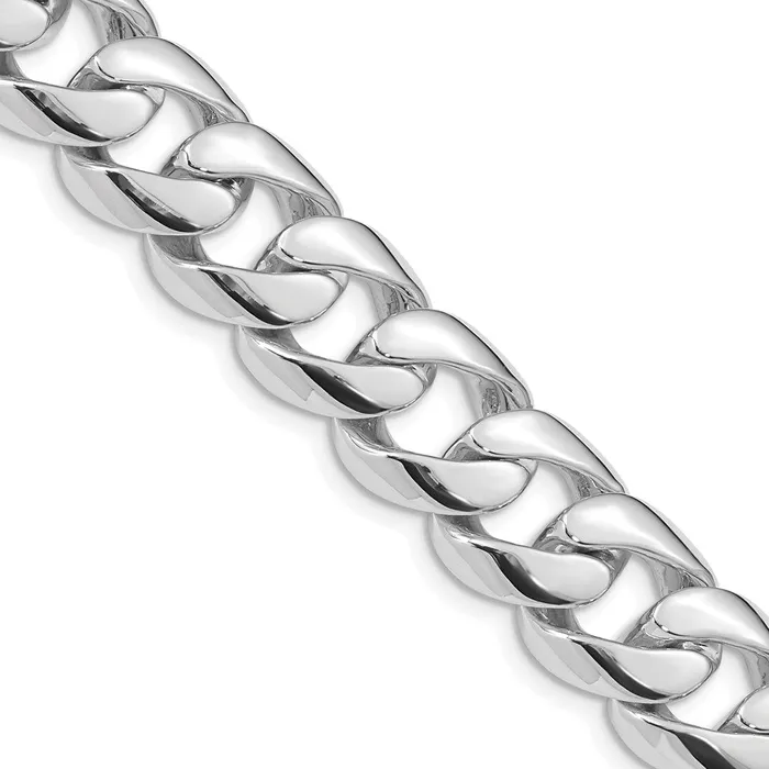 MDS Bracelets Solid 14K White Gold 9 inch 134mm Hand Polished Rounded Curb Link with Box Catch Clasp Bracelet MDS Bracelets Solid 14K White Gold 9 inch 134mm Hand Polished Rounded Curb Link with Box Catch Clasp Bracelet