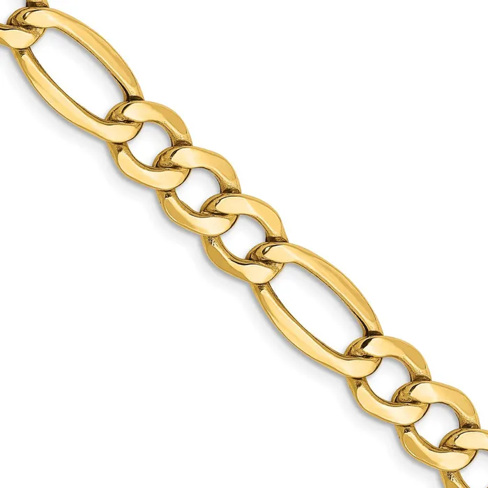MDS Necklaces 14K Yellow Gold 26 inch 73mm SemiSolid Figaro with Lobster Clasp Chain Necklace MDS Necklaces 14K Yellow Gold 26 inch 73mm SemiSolid Figaro with Lobster Clasp Chain Necklace