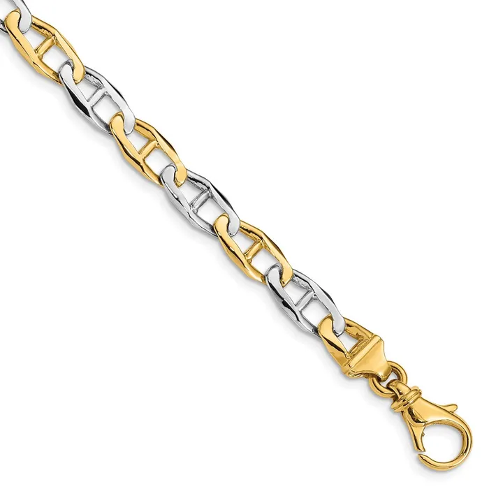MDS Necklaces Solid 14K Twotone Gold 18 inch 65mm Hand Polished Fancy Link with Fancy Lobster Clasp Chain Necklace MDS Necklaces Solid 14K Twotone Gold 18 inch 65mm Hand Polished Fancy Link with Fancy Lobster Clasp Chain Necklace
