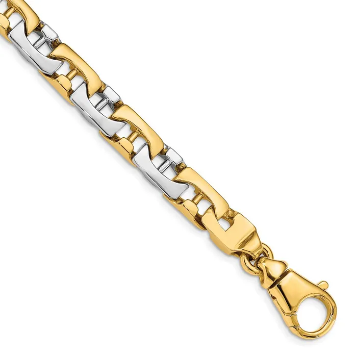 MDS Necklaces Solid 14K Twotone Gold 20 inch 85mm Hand Polished Fancy Link with Fancy Lobster Clasp Chain Necklace MDS Necklaces Solid 14K Twotone Gold 20 inch 85mm Hand Polished Fancy Link with Fancy Lobster Clasp Chain Necklace