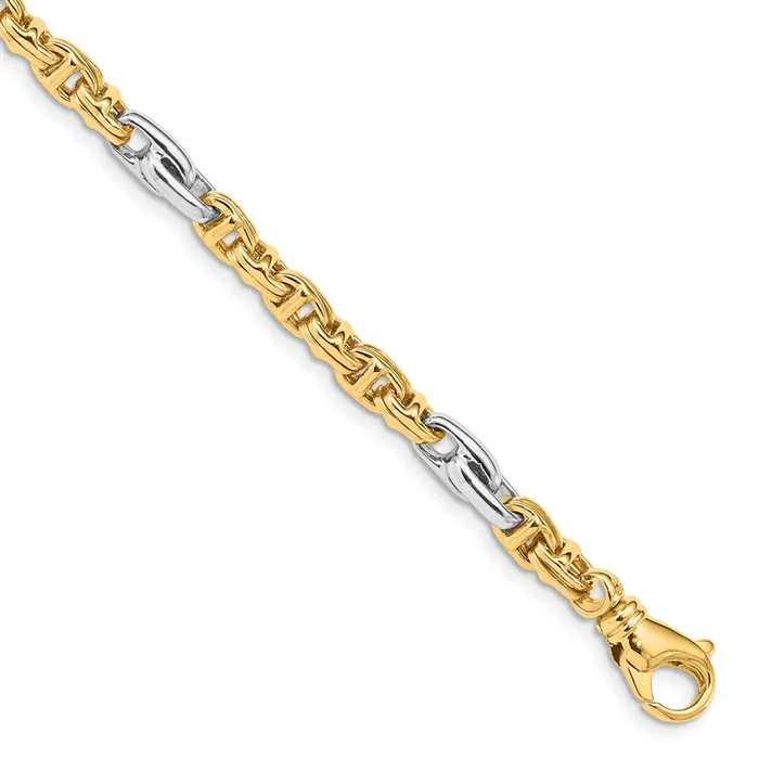 MDS Necklaces Solid 14K Twotone Gold 22 inch 538mm Hand Polished Fancy Link with Fancy Lobster Clasp Chain Necklace MDS Necklaces Solid 14K Twotone Gold 22 inch 538mm Hand Polished Fancy Link with Fancy Lobster Clasp Chain Necklace