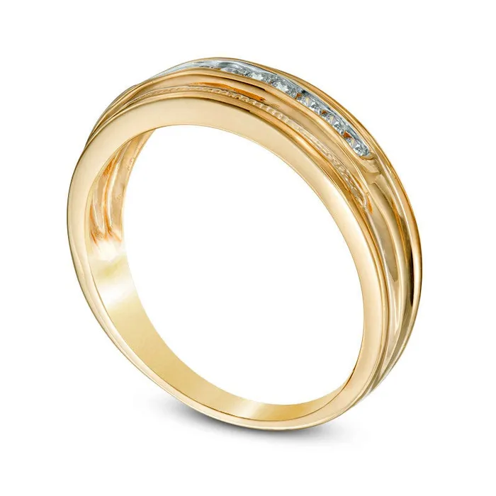 Mens 025 CT TW Natural Diamond Wedding Band in Solid 10K Yellow Gold Goldia Rings Mens 025 CT TW Natural Diamond Wedding Band in Solid 10K Yellow Gold Goldia Rings