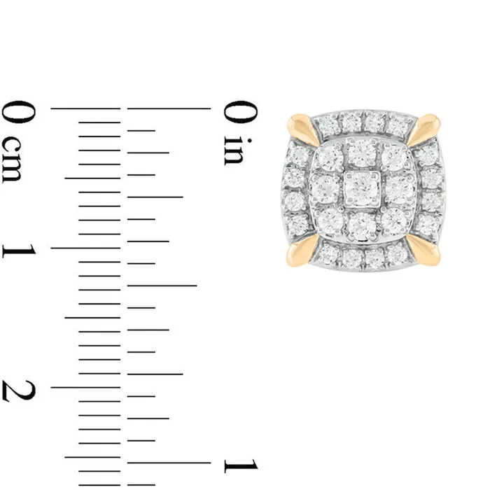 Mens 1 CT TW Diamond Double Cushion Frame Stud Earrings in 10K Gold Goldia Earrings Mens 1 CT TW Diamond Double Cushion Frame Stud Earrings in 10K Gold Goldia Earrings