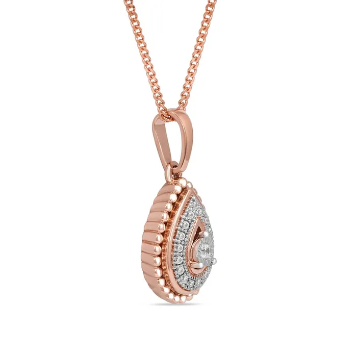 Necklaces 005 CT TW Natural Diamond Teardrop Bead Frame Pendant in 10K Rose Gold Goldia Necklaces 005 CT TW Natural Diamond Teardrop Bead Frame Pendant in 10K Rose Gold Goldia