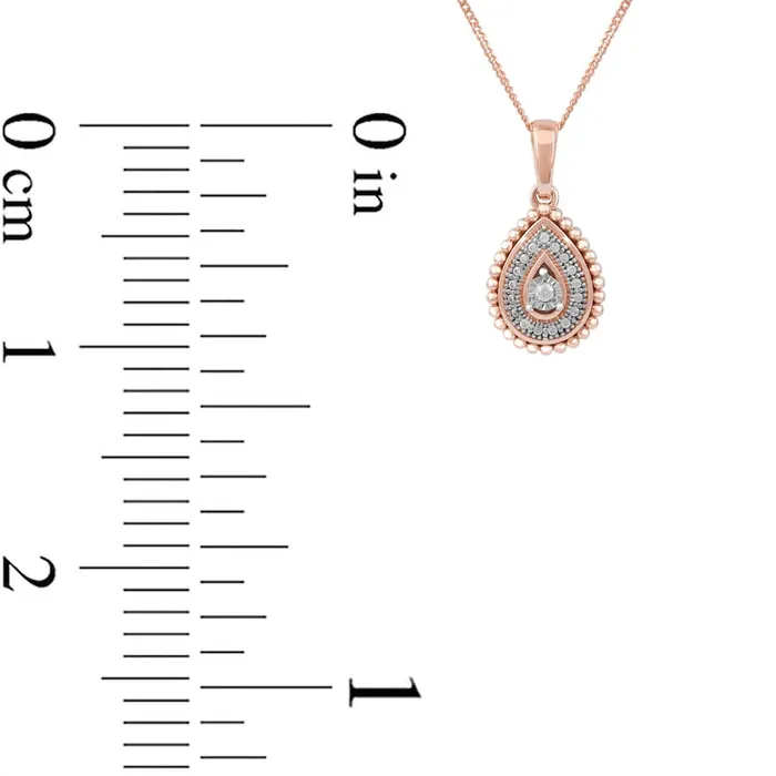 Necklaces 005 CT TW Natural Diamond Teardrop Bead Frame Pendant in 10K Rose Gold Goldia Necklaces 005 CT TW Natural Diamond Teardrop Bead Frame Pendant in 10K Rose Gold Goldia