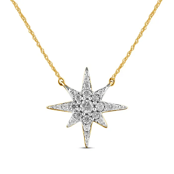 Necklaces 017 CT TW Natural Diamond North Star Necklace in 10K Yellow Gold Goldia Necklaces 017 CT TW Natural Diamond North Star Necklace in 10K Yellow Gold Goldia
