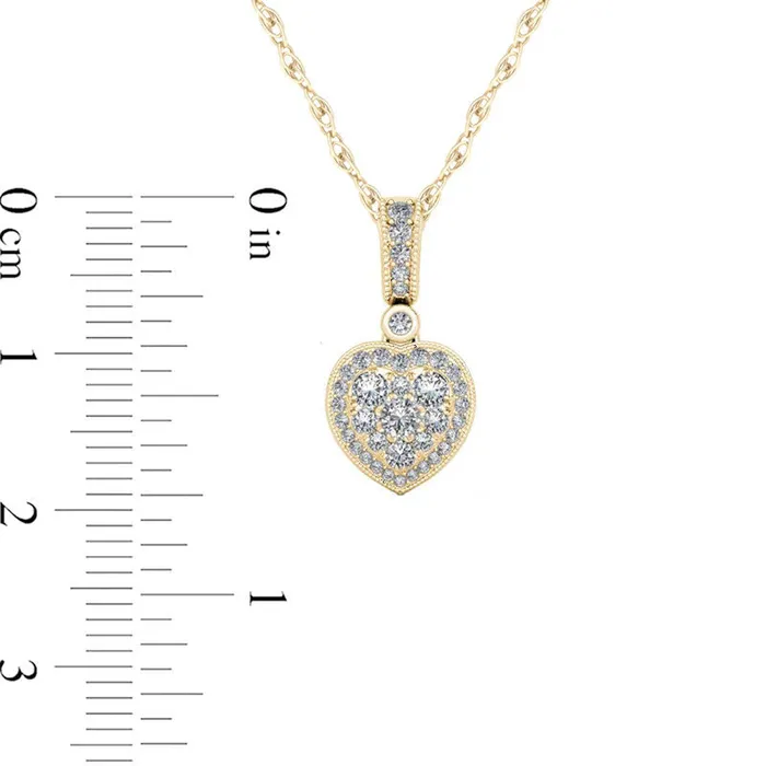Necklaces 033 CT TW Composite Natural Diamond Antique VintageStyle Heart Pendant in 10K Yellow Gold Goldia Necklaces 033 CT TW Composite Natural Diamond Antique VintageStyle Heart Pendant in 10K Yellow Gold Goldia