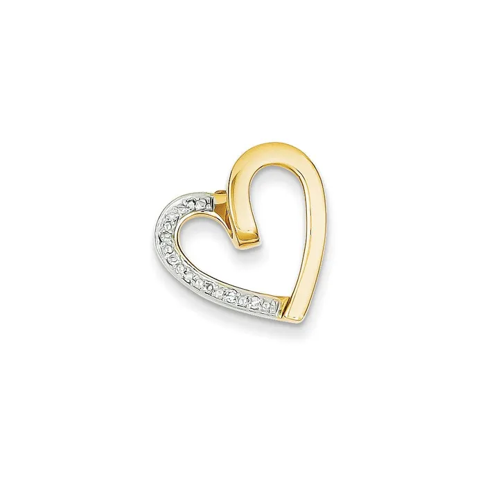 Necklaces 14k Yellow Gold and Rhodium Real Diamond Heart Chain Slide Goldia Necklaces 14k Yellow Gold and Rhodium Real Diamond Heart Chain Slide Goldia