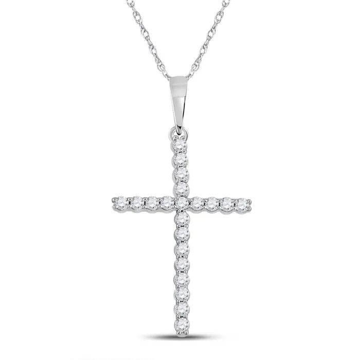 Necklaces gndatlanta 14k White Gold Round Diamond Cross Pendant 15 Cttw
