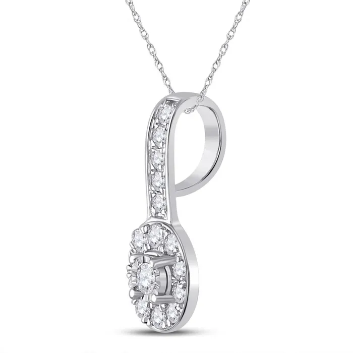Necklaces gndatlanta 14k White Gold Round Diamond Oval Pendant 14 Cttw