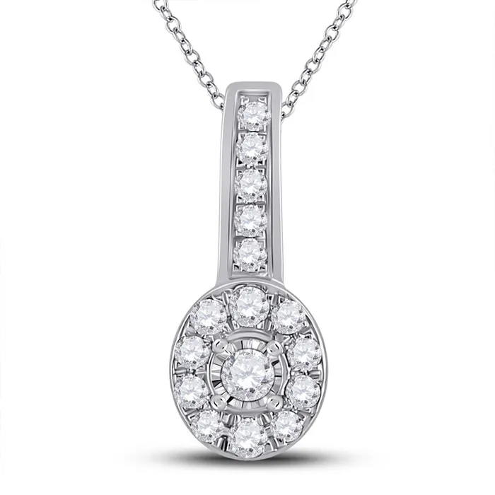 Necklaces gndatlanta 14k White Gold Round Diamond Oval Pendant 14 Cttw