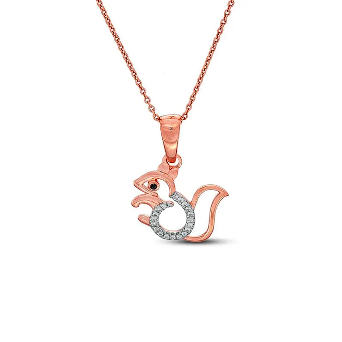Necklaces Goldia 005 CT TW Enhanced Black and White Natural Diamond Squirrel Pendant in Sterling Silver with 14K Rose Gold Plate Necklaces Goldia 005 CT TW Enhanced Black and White Natural Diamond Squirrel Pendant in Sterling Silver with 14K Rose Gold Plate