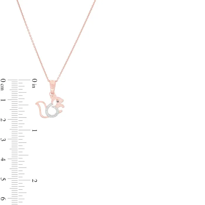 Necklaces Goldia 005 CT TW Enhanced Black and White Natural Diamond Squirrel Pendant in Sterling Silver with 14K Rose Gold Plate Necklaces Goldia 005 CT TW Enhanced Black and White Natural Diamond Squirrel Pendant in Sterling Silver with 14K Rose Gold Plate