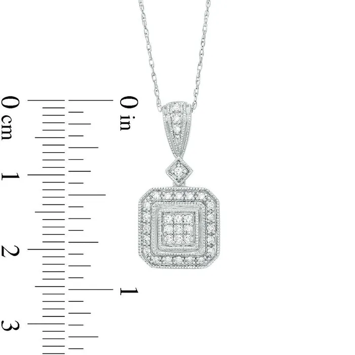 Necklaces Goldia 017 CT TW Composite Natural Diamond Cushion Frame Antique VintageStyle Pendant in 10K White Gold Necklaces Goldia 017 CT TW Composite Natural Diamond Cushion Frame Antique VintageStyle Pendant in 10K White Gold
