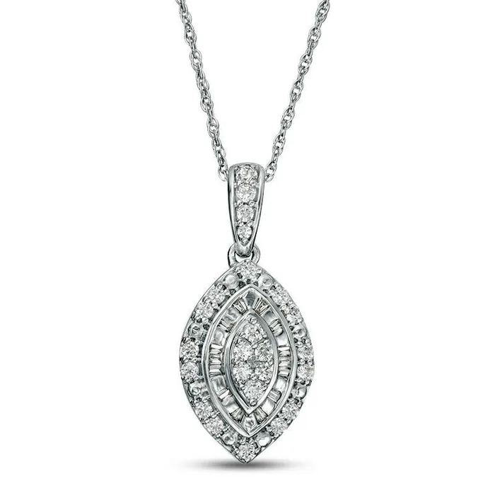 Necklaces Goldia 025 CT TW Composite Natural Diamond Double Marquise Frame Pendant in Sterling Silver Necklaces Goldia 025 CT TW Composite Natural Diamond Double Marquise Frame Pendant in Sterling Silver