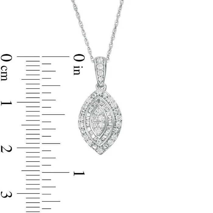 Necklaces Goldia 025 CT TW Composite Natural Diamond Double Marquise Frame Pendant in Sterling Silver Necklaces Goldia 025 CT TW Composite Natural Diamond Double Marquise Frame Pendant in Sterling Silver