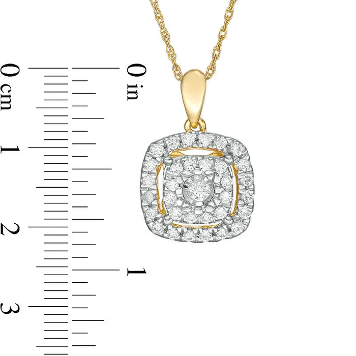 Necklaces Goldia 063 CT TW Natural Diamond Double Cushion Frame Pendant in 10K Yellow Gold