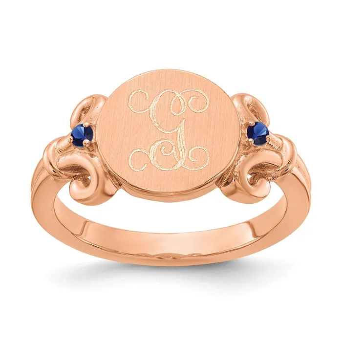 Necklaces Goldia 14K Rose Gold Fancy Initial with Crystal Birthstones Rings Necklaces Goldia 14K Rose Gold Fancy Initial with Crystal Birthstones Rings