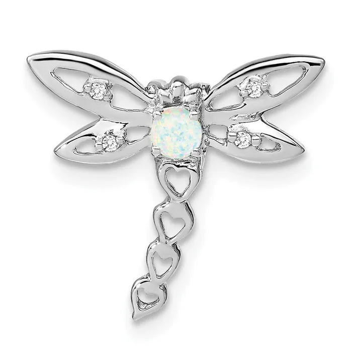 Necklaces Goldia 14k White Gold Created Opal and Real Diamond Dragonfly Chain Slide Necklaces Goldia 14k White Gold Created Opal and Real Diamond Dragonfly Chain Slide