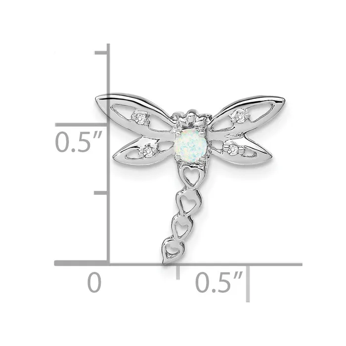 Necklaces Goldia 14k White Gold Created Opal and Real Diamond Dragonfly Chain Slide