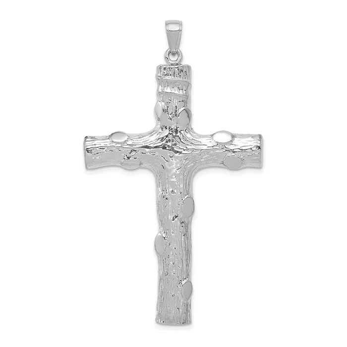 Necklaces Goldia 14k White Gold Large Tree Textured Cross Pendant