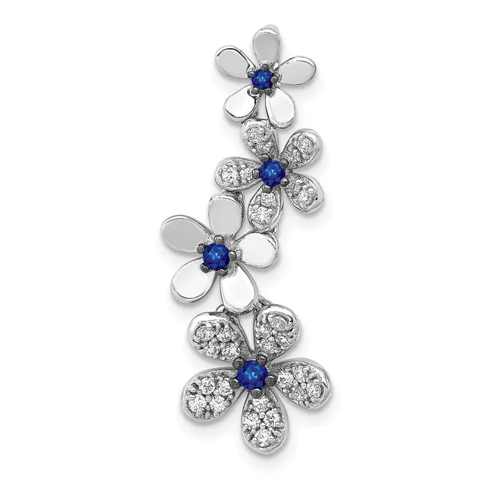 Necklaces Goldia 14k White Gold Real Diamond and 19 Sapphire 4 Flowers Pendant Necklaces Goldia 14k White Gold Real Diamond and 19 Sapphire 4 Flowers Pendant