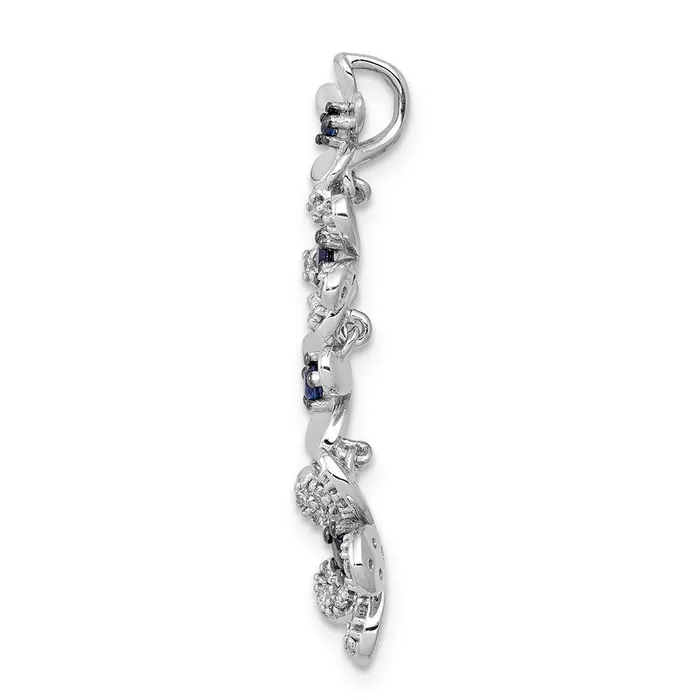 Necklaces Goldia 14k White Gold Real Diamond and 19 Sapphire 4 Flowers Pendant
