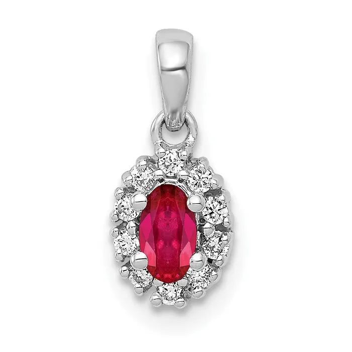 Necklaces Goldia 14k White Gold Real Diamond and 32 Oval Ruby Halo Pendant Necklaces Goldia 14k White Gold Real Diamond and 32 Oval Ruby Halo Pendant