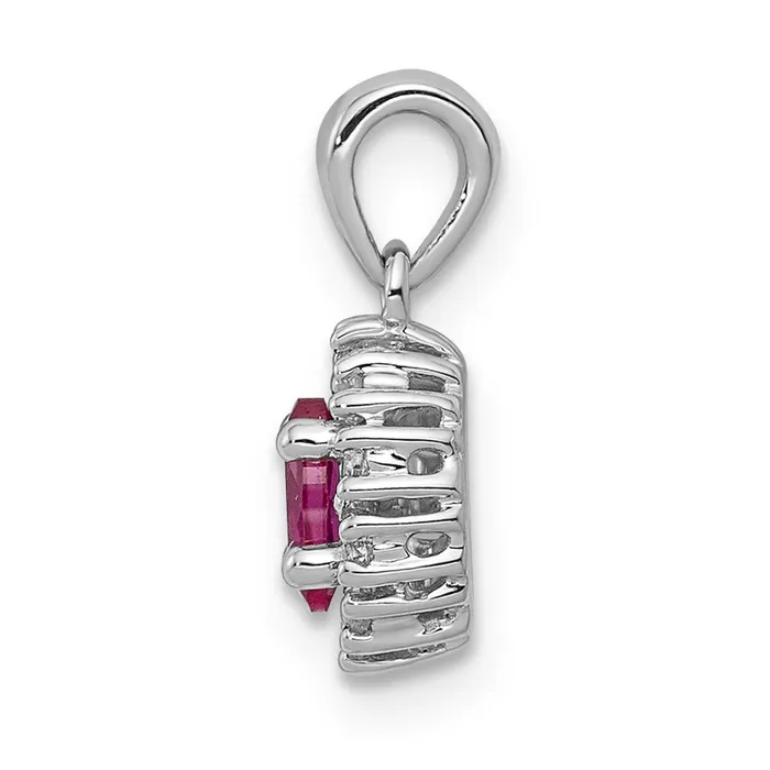 Necklaces Goldia 14k White Gold Real Diamond and 32 Oval Ruby Halo Pendant