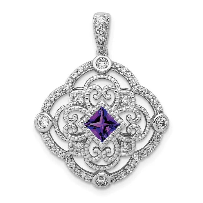 Necklaces Goldia 14k White Gold Real Diamond and 39 Amethyst Fancy Pendant Necklaces Goldia 14k White Gold Real Diamond and 39 Amethyst Fancy Pendant