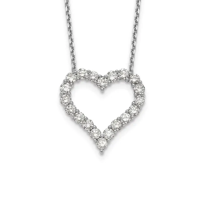 Necklaces Goldia 14k White Gold Real Diamond Heart 18 inch Necklace