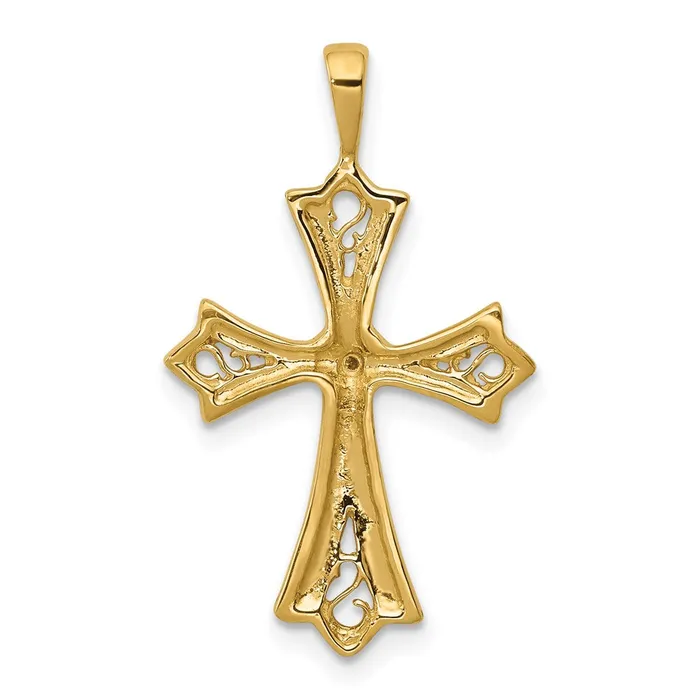 Necklaces Goldia 14K Yellow Gold AA Real Diamond Cross w Heart Center Pendant