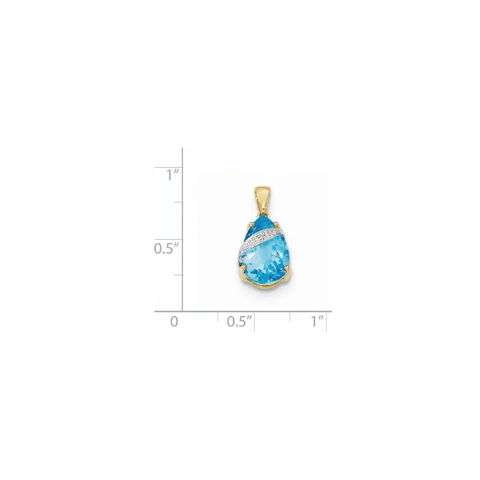 Necklaces Goldia 14k Yellow Gold Blue Topaz and Real Diamond Pendant
