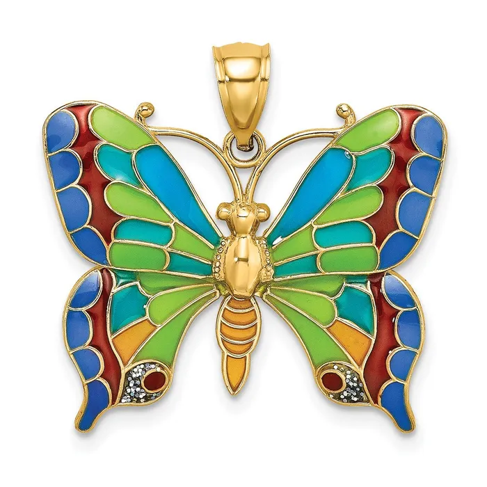 Necklaces Goldia 14k Yellow Gold Enameled Butterfly Pendant