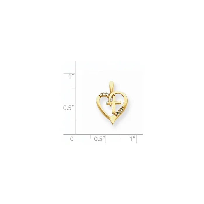 Necklaces Goldiacom 14k AA Diamond Heart and Cross Pendant