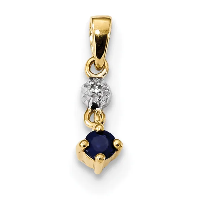 Necklaces Goldiacom 14K Gold with Diamond and Sapphire Polished Pendant