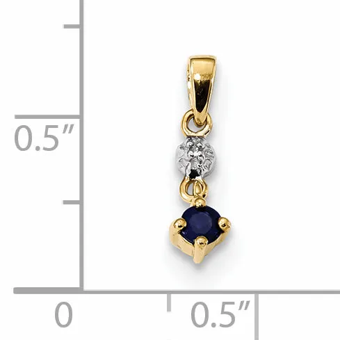 Necklaces Goldiacom 14K Gold with Diamond and Sapphire Polished Pendant
