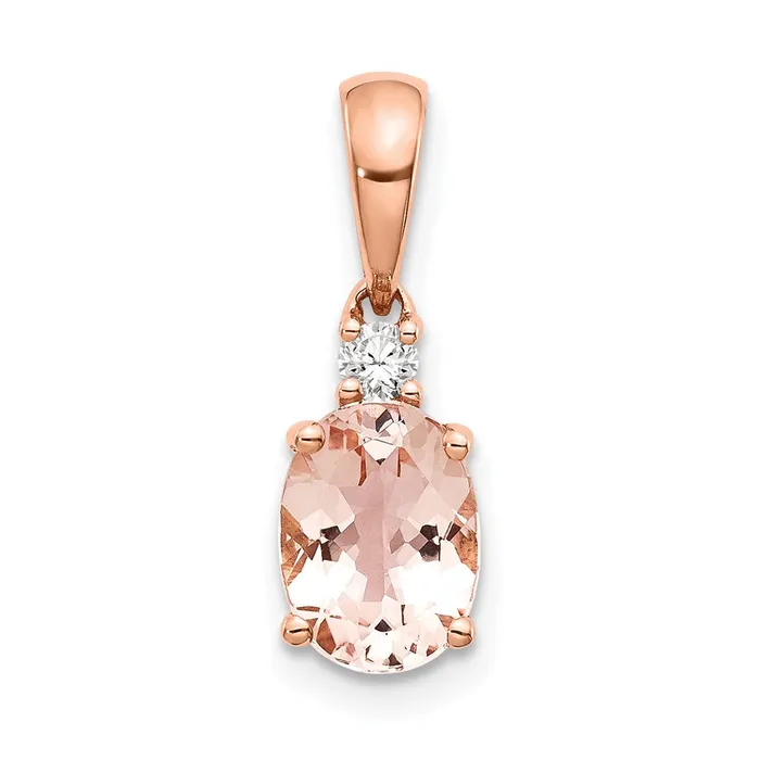 Necklaces Goldiacom 14k Rose Gold Morganite and Diamond Pendant