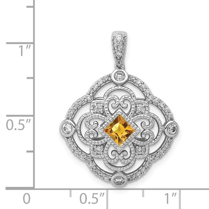 Necklaces Goldia Solid 14k White Gold Simulated CZ and 39 Citrine Fancy Pendant Necklaces Goldia Solid 14k White Gold Simulated CZ and 39 Citrine Fancy Pendant
