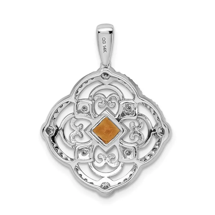 Necklaces Goldia Solid 14k White Gold Simulated CZ and 39 Citrine Fancy Pendant Necklaces Goldia Solid 14k White Gold Simulated CZ and 39 Citrine Fancy Pendant